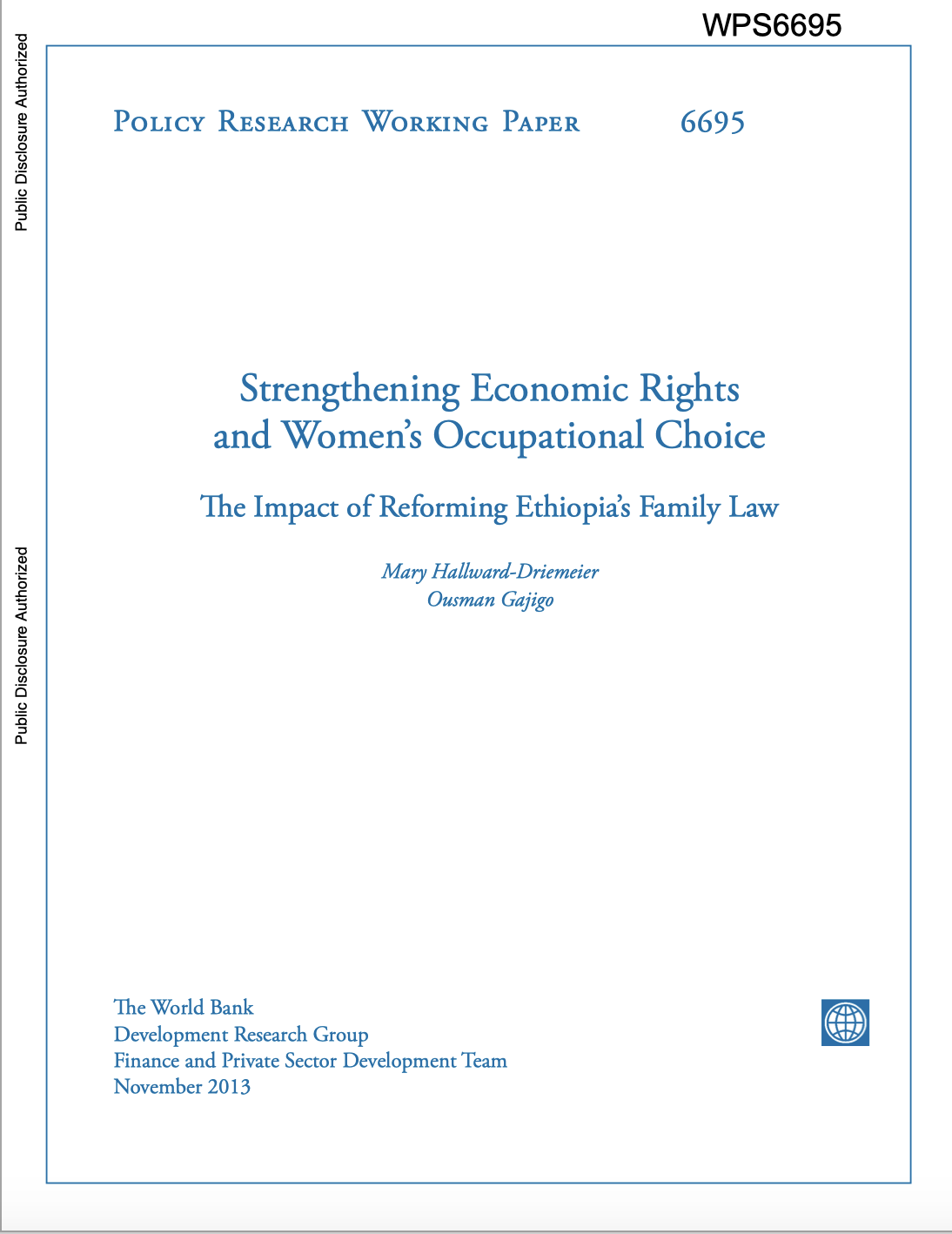 Strengthening Economic Rights  And Women’s Occupational Choice